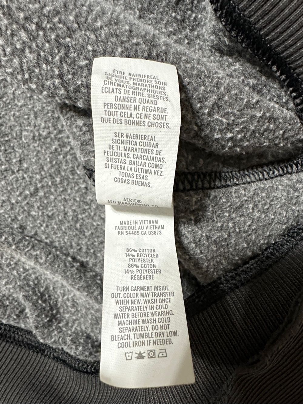 aerie S Smoked Gray Vintage Popover Oversized Polo Cotton Sweatshirt - Picture 4 of 5